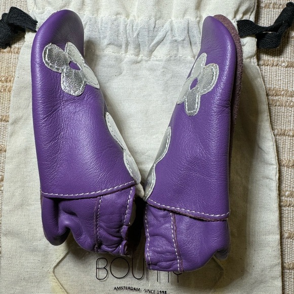 Boumy Flower Power Shoes with soft sole for Babys Infant Purple Leather size L - Picture 4 of 17